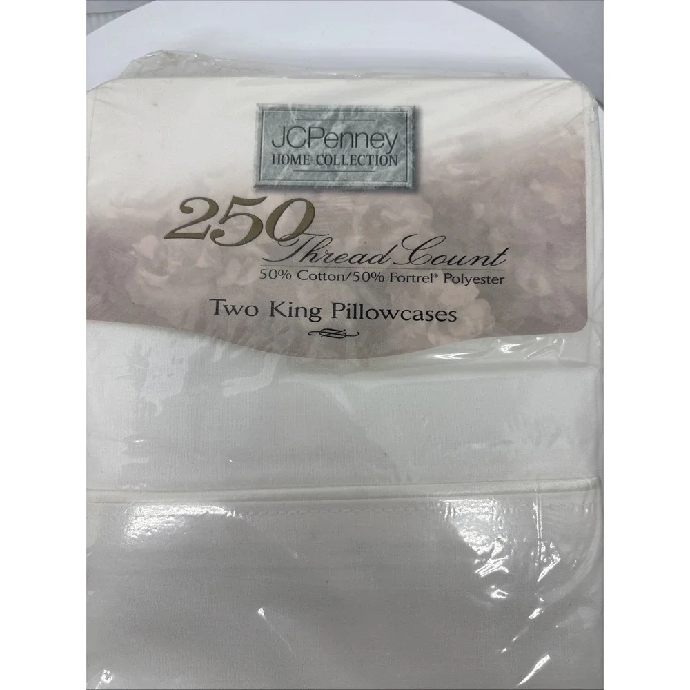 JCPenny Home Collection 2 King Pillowcases Cool White‎ 20 x 36
